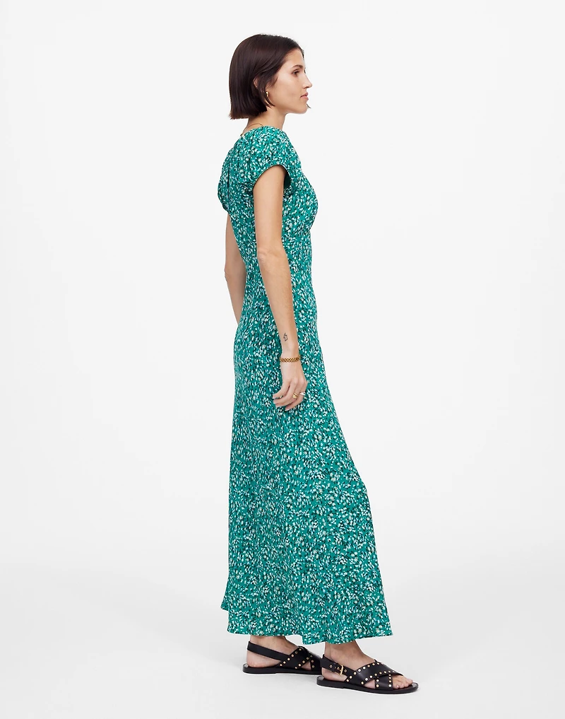 Ruched Scoopneck Midi Dress in Floral | Madewell