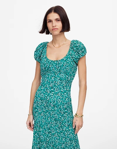 Ruched Scoopneck Midi Dress in Floral | Madewell