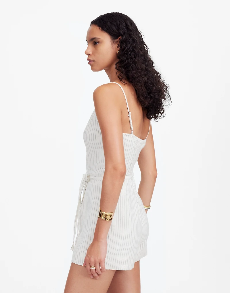 Sleeveless Square-Neck Pleated Romper | Madewell