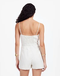 Sleeveless Square-Neck Pleated Romper | Madewell