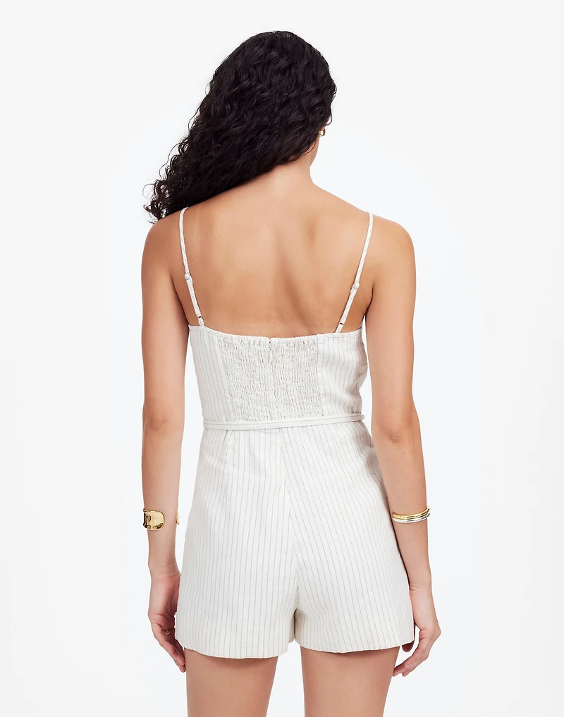 Sleeveless Square-Neck Pleated Romper | Madewell