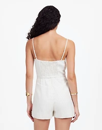 Sleeveless Square-Neck Pleated Romper | Madewell