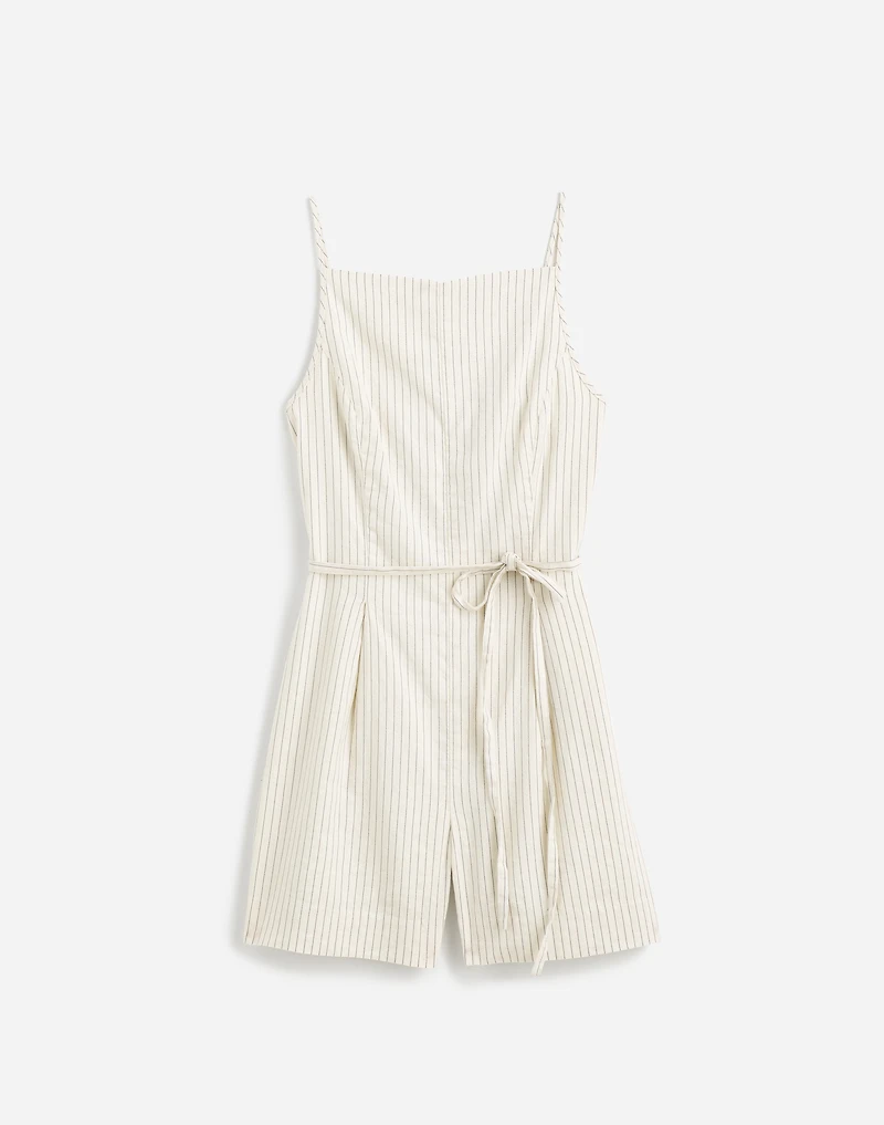 Sleeveless Square-Neck Pleated Romper | Madewell