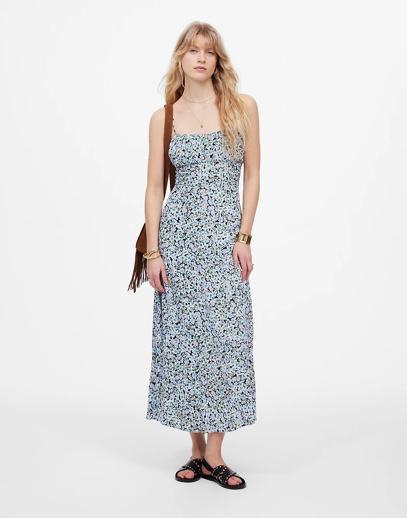 Ruched Sweetheart Sleeveless Midi Dress in Floral | Madewell