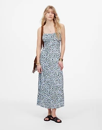 Ruched Sweetheart Sleeveless Midi Dress in Floral | Madewell