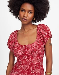 Ruched Scoopneck Mini Dress Floral | Madewell