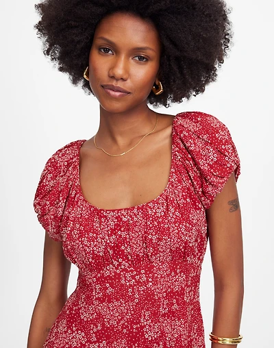 Ruched Scoopneck Mini Dress in Floral | Madewell