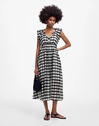 Sheer V-Neck Dolman Maxi Dress Gingham | Madewell