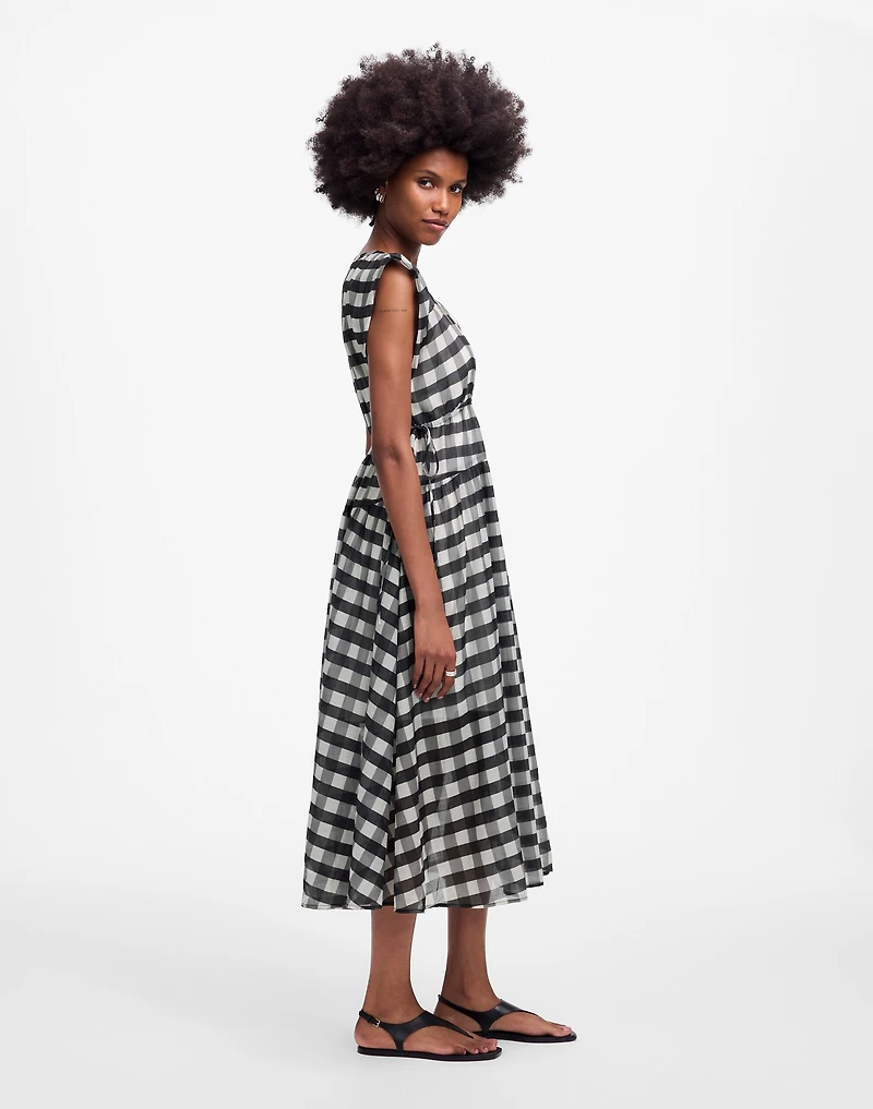 Sheer V-Neck Dolman Maxi Dress Gingham | Madewell