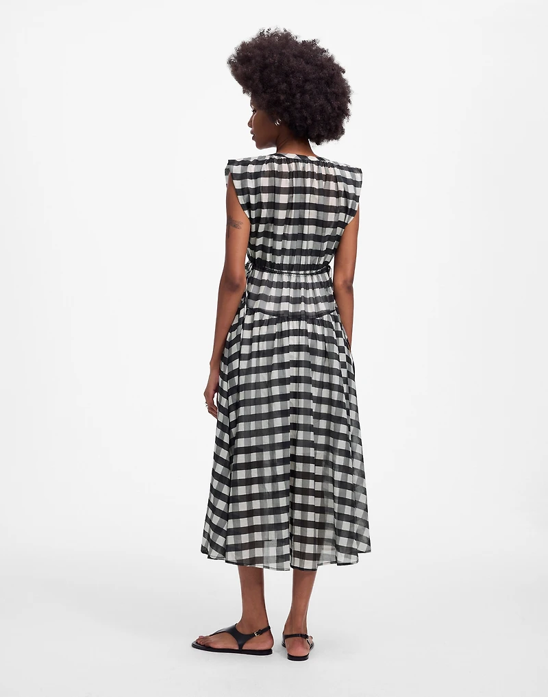 Sheer V-Neck Dolman Maxi Dress Gingham | Madewell