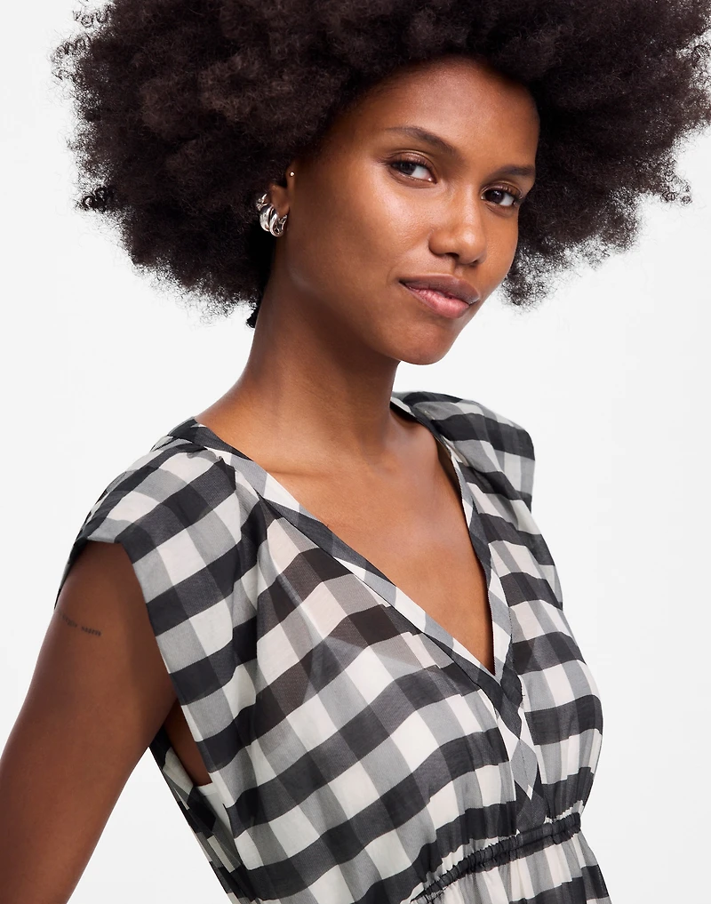 Sheer V-Neck Dolman Maxi Dress Gingham | Madewell