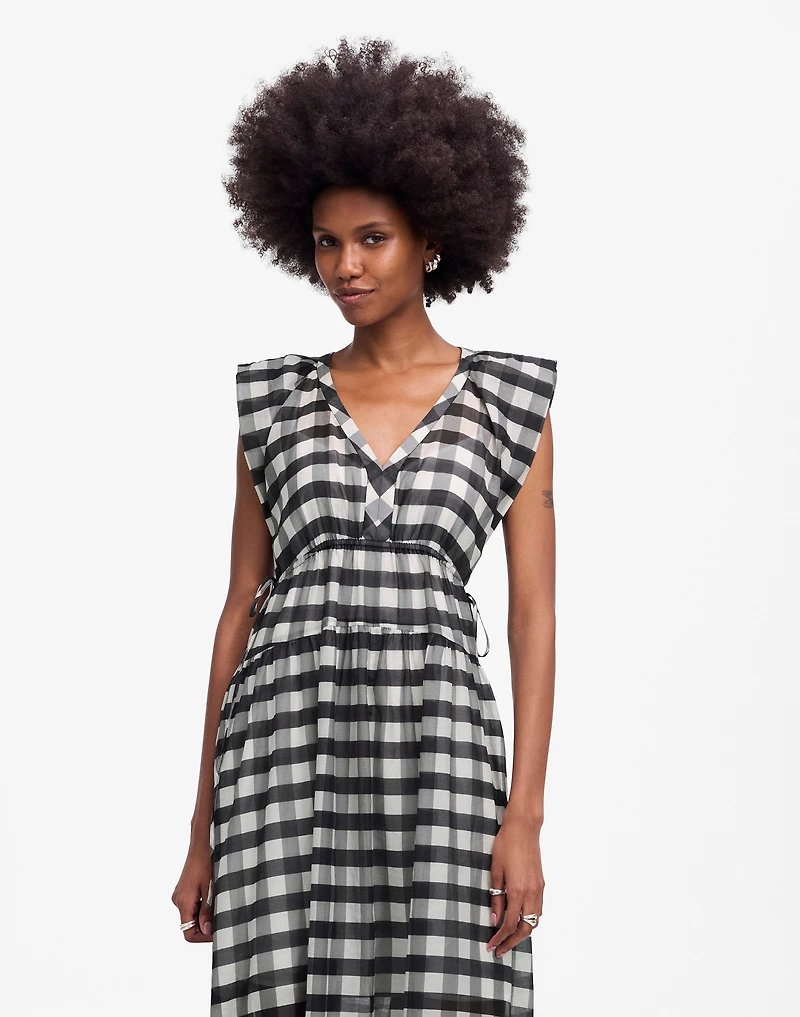 Sheer V-Neck Dolman Maxi Dress Gingham | Madewell