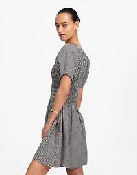 Smocked U-Neck Mini Dress in Gingham | Madewell