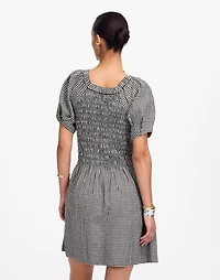 Smocked U-Neck Mini Dress in Gingham | Madewell