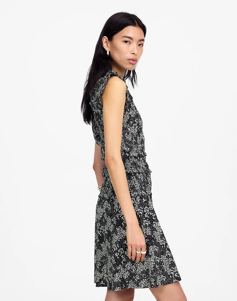 Smocked Crewneck Mini Dress Floral | Madewell
