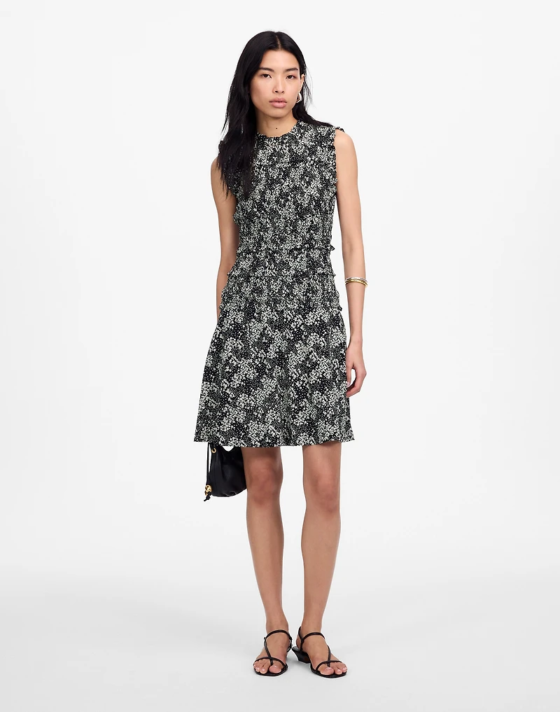 Smocked Crewneck Mini Dress in Floral | Madewell