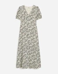 Puff-Sleeve V-Neck Midi Dress Floral | Madewell