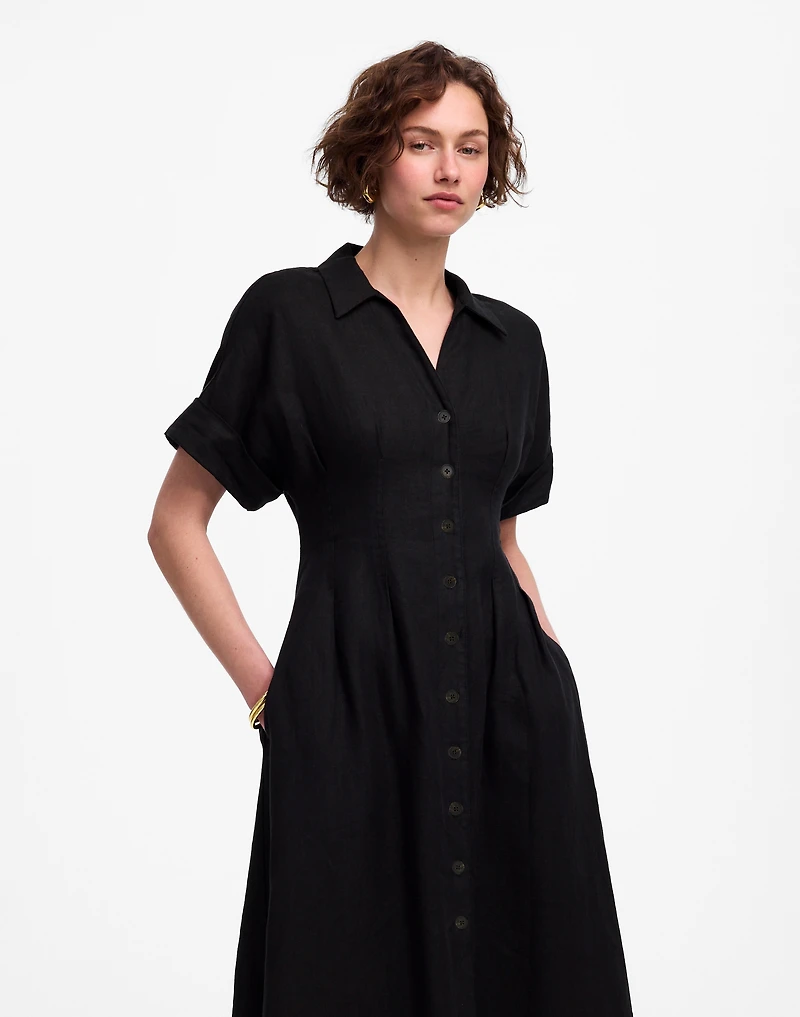 Pleated Midi Shirtdress 100% Linen | Madewell