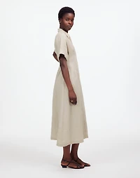 Petite Pleated Button-Front Midi Shirtdress in 100% Linen | Madewell