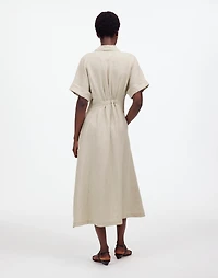 Petite Pleated Button-Front Midi Shirtdress in 100% Linen | Madewell
