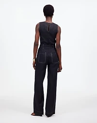 Contrast-Stitch Relaxed Straight-Leg Jumpsuit in Linen | Madewell