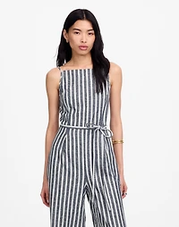 Pleated Wide-Leg Jumpsuit Pinstripe Linen | Madewell