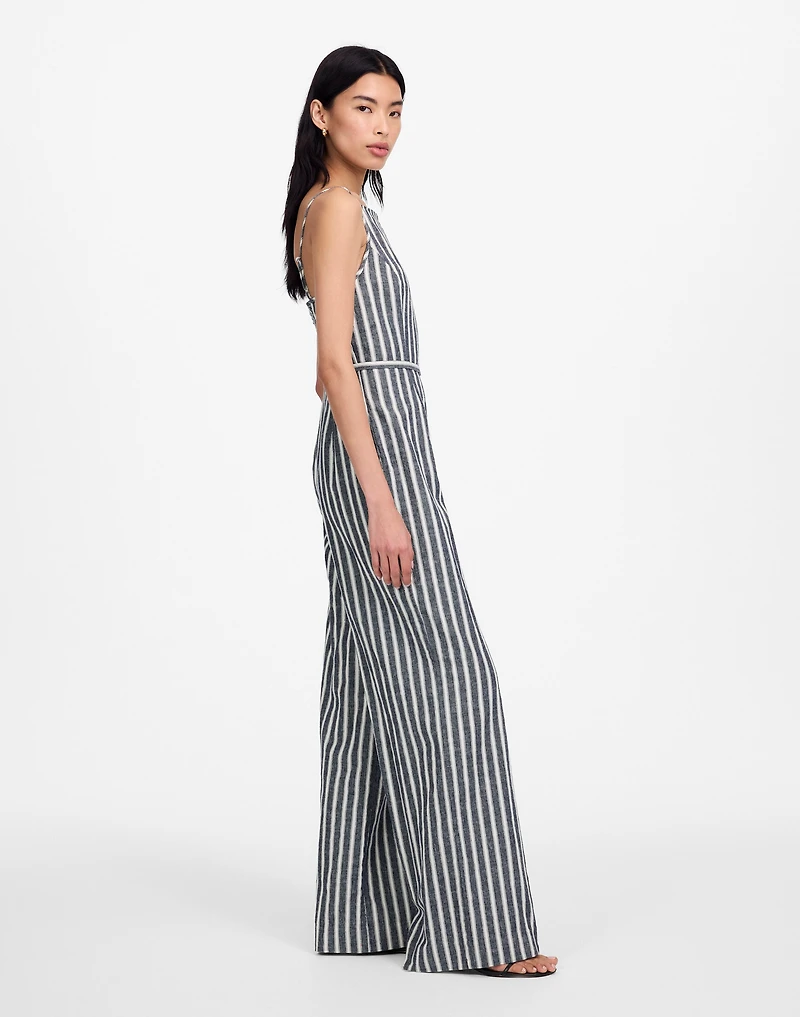 Pleated Wide-Leg Jumpsuit in Pinstripe Linen | Madewell