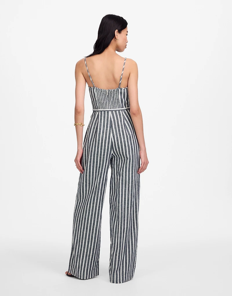 Pleated Wide-Leg Jumpsuit Pinstripe Linen | Madewell