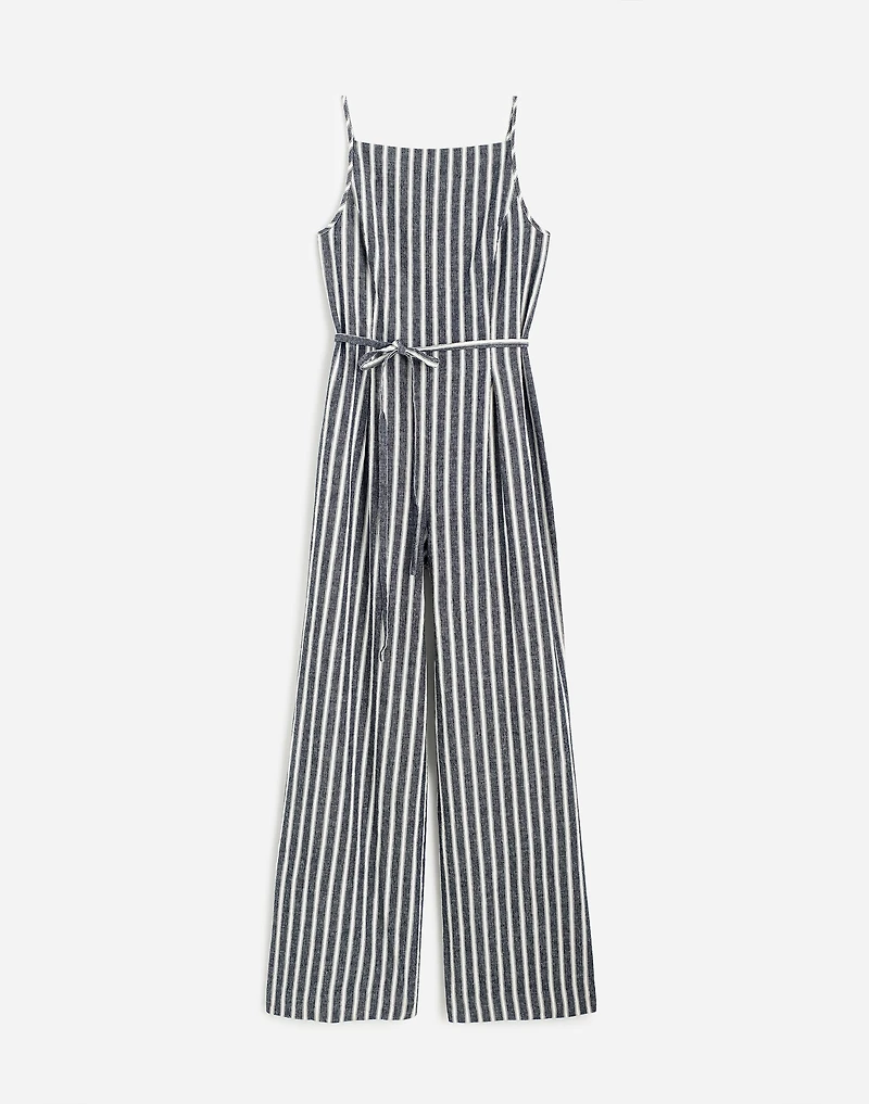 Pleated Wide-Leg Jumpsuit Pinstripe Linen | Madewell