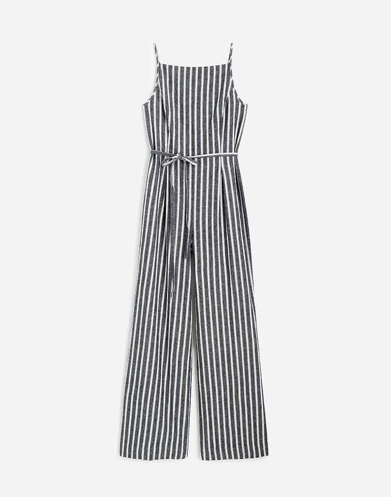 Pleated Wide-Leg Jumpsuit in Pinstripe Linen | Madewell