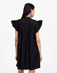 Flutter Sleeve Button-Front Mini Dress Poplin | Madewell