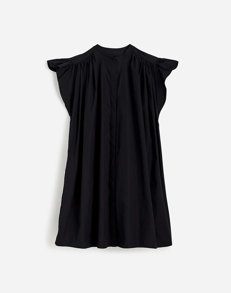 Flutter Sleeve Button-Front Mini Dress Poplin | Madewell