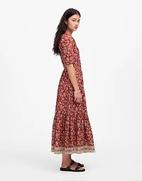 Pintucked Puff-Sleeve Midi Dress in Floral | Madewell