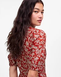 Pintucked Puff-Sleeve Midi Dress Floral | Madewell