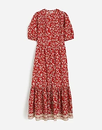 Pintucked Puff-Sleeve Midi Dress in Floral | Madewell