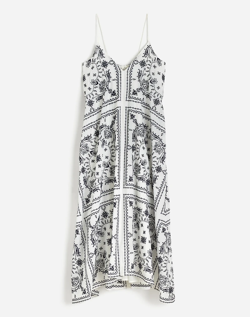 Embroidered Deep V-Neck Midi Dress in Bandana | Madewell