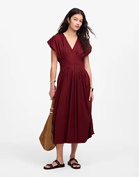 Pleated V-Neck Midi Dress | Madewell