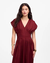 Pleated V-Neck Midi Dress | Madewell