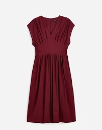Pleated V-Neck Midi Dress | Madewell