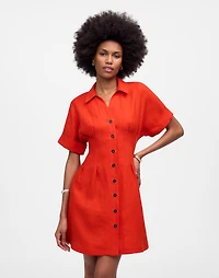 Pleated Mini Shirtdress in 100% Linen | Madewell