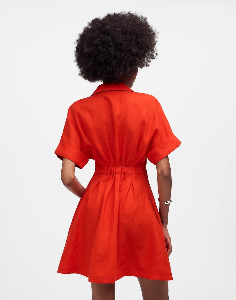 Pleated Mini Shirtdress in 100% Linen | Madewell