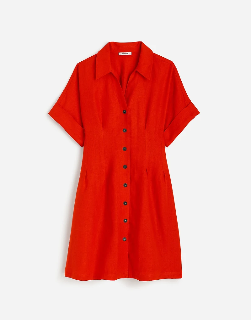Pleated Mini Shirtdress in 100% Linen | Madewell