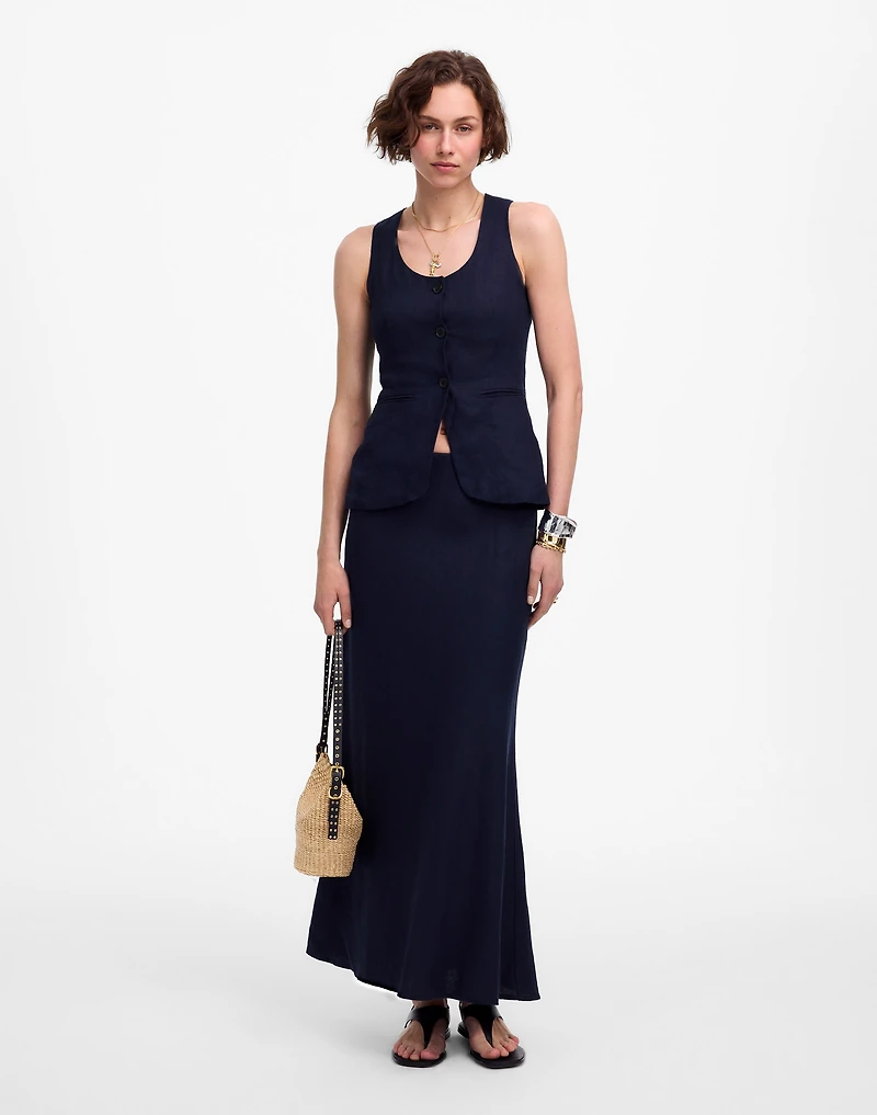 Linen Maxi Slip Skirt