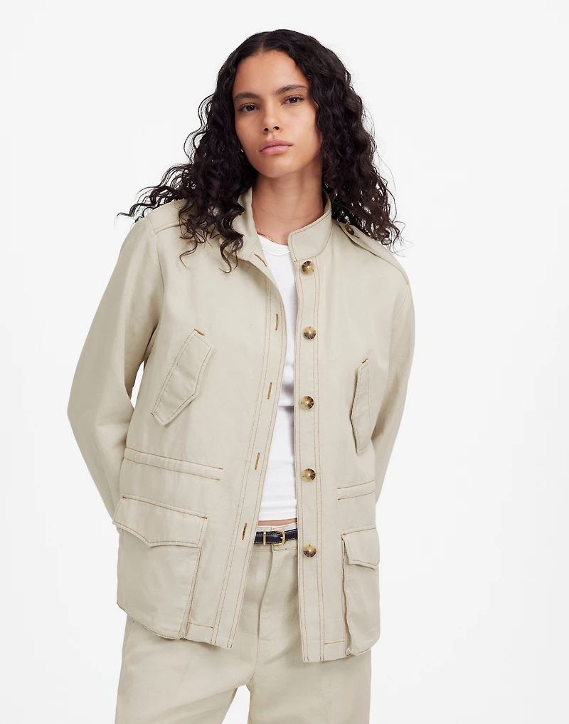 Cinched Utility Jacket in Italian Linen Twill | Madewell