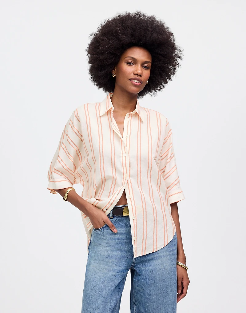 Oversized Pleated-Sleeve Button-Up Shirt | Madewell