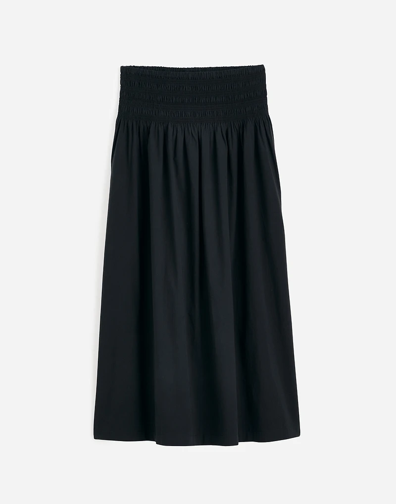Smocked-Waist Poplin Midi Skirt | Madewell