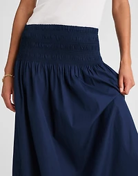 Smocked-Waist Poplin Midi Skirt | Madewell