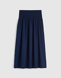 Smocked-Waist Poplin Midi Skirt | Madewell