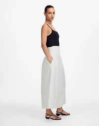 Smocked-Waist Poplin Midi Skirt