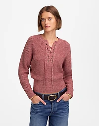 Marled Ribbed Lace-Up Sweater | Madewell